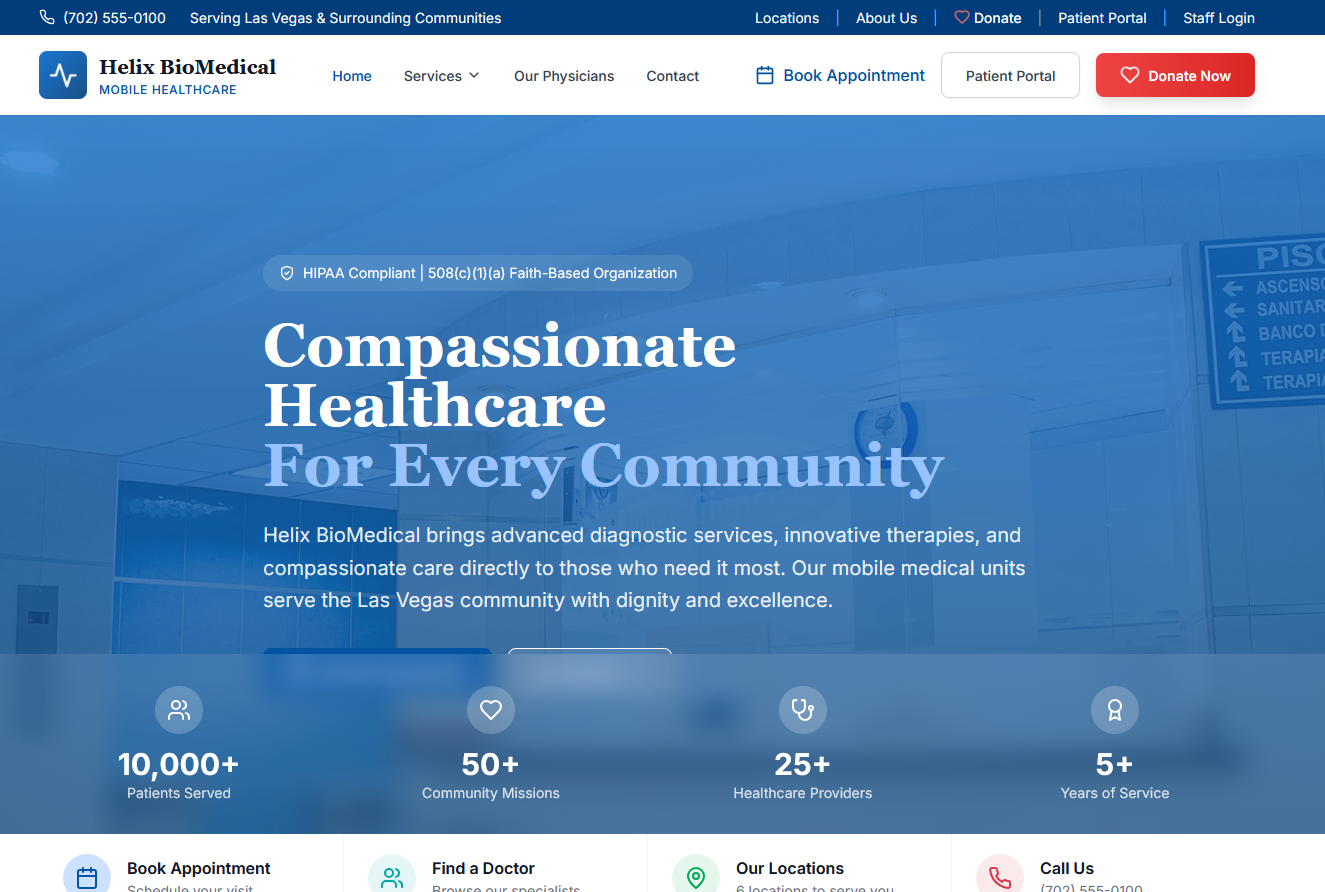 Helix BioMedical Dashboard Screenshot